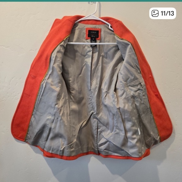 J. Crew Orange Herringbone Hack-ing 100% Wool Blazer Suit Jacket Pumpkin 0 - Picture 7 of 7